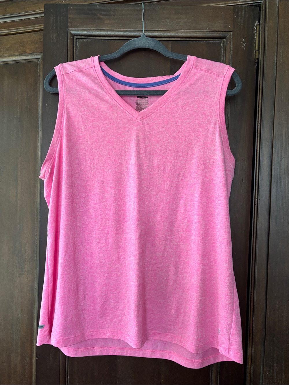 Danskin Now Heathered Pink V-Neck Muscle Tee XXL